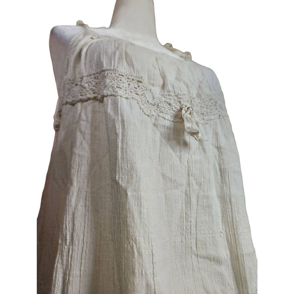 Cotton Sundress Hippy Boho Cream vintage 70s Midi